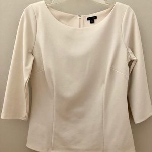 Ann Taylor White Tapered Blouse Size M